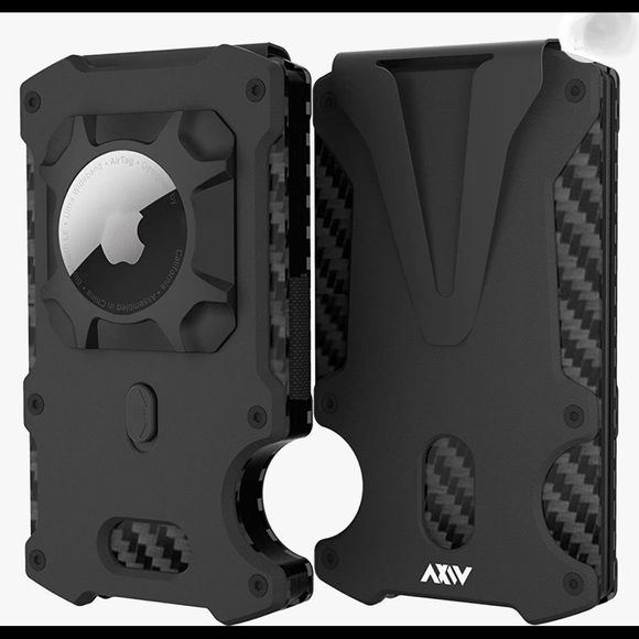 MENS STYLISH MINIMALIST CARBON FIBER WALLET with AIR TAG HOLDER (BRAND NEW)